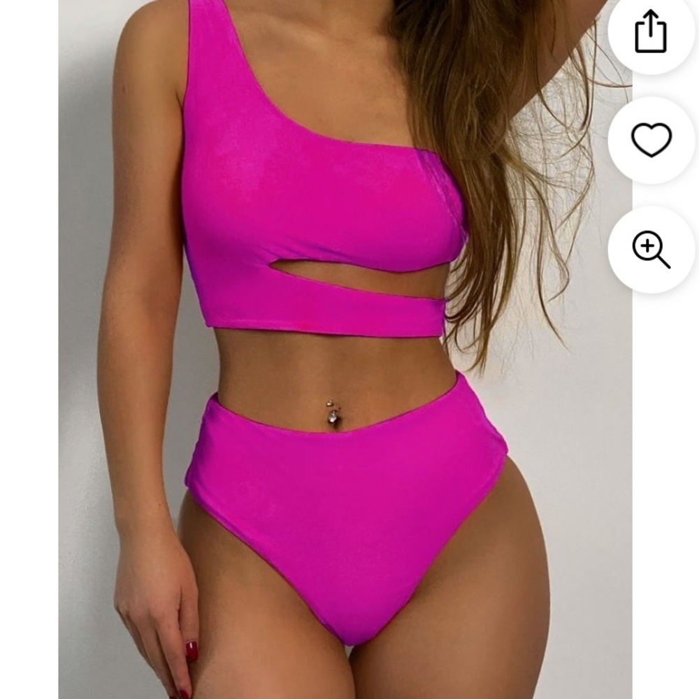 MiZaful Hot pink one shoulder bikini Med 8